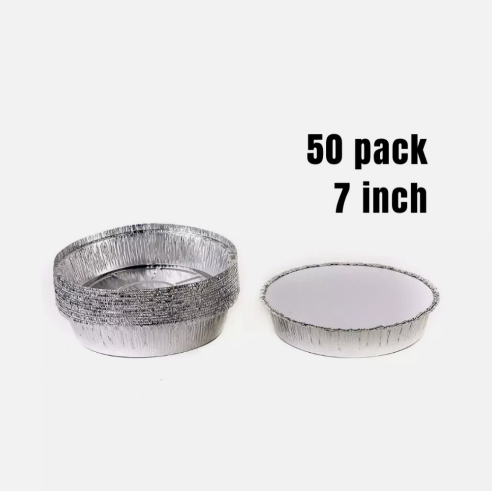 7" Round Aluminum Foil Take-Out Pan W/ Board Lid Combo ( 5 TOTAL) 25 PAIRS
